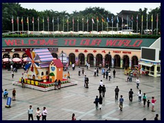 The entrance area to Windows of the World seen from the monorail train.